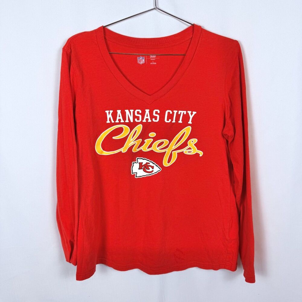 NFL Team Apparel Kansas City Chiefs Women's L V-Neck Long Sleeve Shirt Red